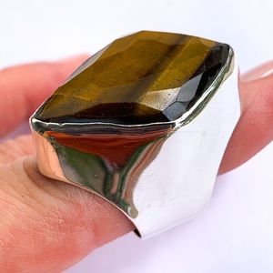 Rebecca Collins Tiger Eye & Silver Statement Ring